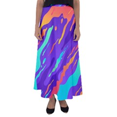 Multicolored Abstract Background Flared Maxi Skirt by Vaneshart