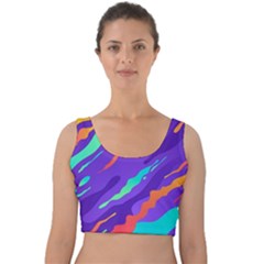 Multicolored Abstract Background Velvet Crop Top by Vaneshart