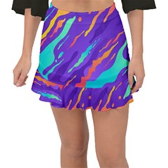 Multicolored Abstract Background Fishtail Mini Chiffon Skirt by Vaneshart