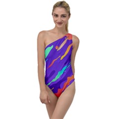 Multicolored Abstract Background To One Side Swimsuit by Vaneshart