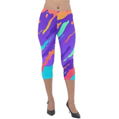 Multicolored Abstract Background Lightweight Velour Capri Leggings  by Vaneshart