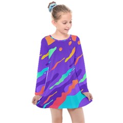 Multicolored Abstract Background Kids  Long Sleeve Dress by Vaneshart