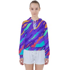 Multicolored Abstract Background Women s Tie Up Sweat by Vaneshart