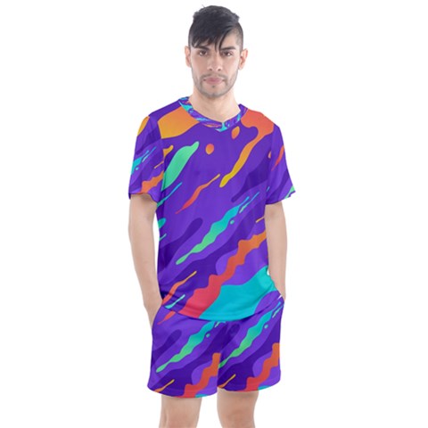 Multicolored Abstract Background Men s Mesh Tee And Shorts Set by Vaneshart