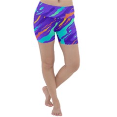 Multicolored Abstract Background Lightweight Velour Yoga Shorts by Vaneshart