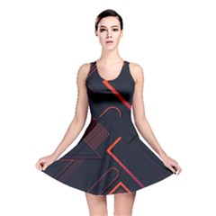 Gradient Geometric Shapes Dark Background Design Reversible Skater Dress by Vaneshart