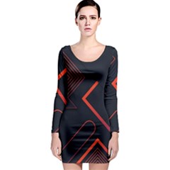 Gradient Geometric Shapes Dark Background Design Long Sleeve Bodycon Dress by Vaneshart