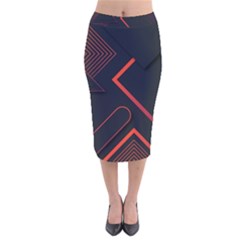 Gradient Geometric Shapes Dark Background Design Velvet Midi Pencil Skirt by Vaneshart