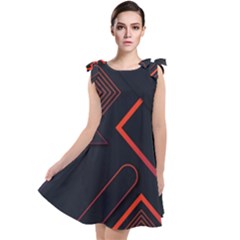 Gradient Geometric Shapes Dark Background Design Tie Up Tunic Dress by Vaneshart