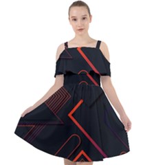 Gradient Geometric Shapes Dark Background Design Cut Out Shoulders Chiffon Dress