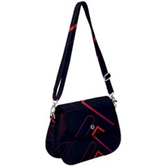 Gradient Geometric Shapes Dark Background Design Saddle Handbag