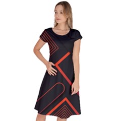 Gradient Geometric Shapes Dark Background Design Classic Short Sleeve Dress