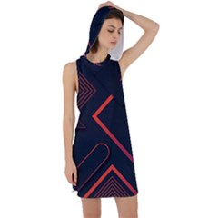 Gradient Geometric Shapes Dark Background Design Racer Back Hoodie Dress