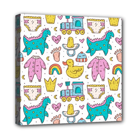 Baby Care Stuff Clothes Toys Cartoon Seamless Pattern Mini Canvas 8  X 8  (stretched) by Vaneshart