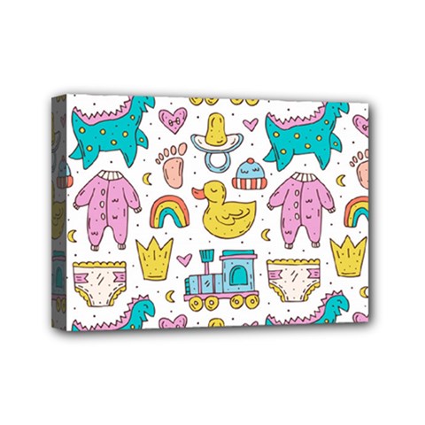 Baby Care Stuff Clothes Toys Cartoon Seamless Pattern Mini Canvas 7  X 5  (stretched) by Vaneshart