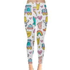 Baby Care Stuff Clothes Toys Cartoon Seamless Pattern Leggings  by Vaneshart