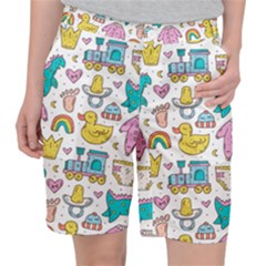 Baby Care Stuff Clothes Toys Cartoon Seamless Pattern Pocket Shorts by Vaneshart