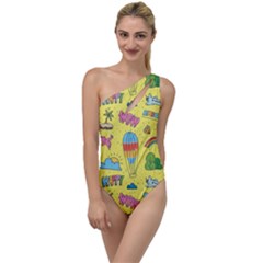 Travel Pattern To One Side Swimsuit by Vaneshart