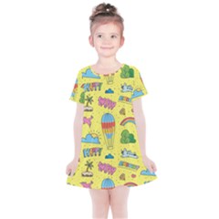 Travel Pattern Kids  Simple Cotton Dress by Vaneshart