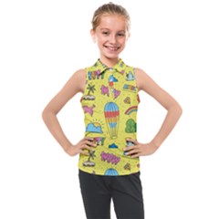 Travel Pattern Kids  Sleeveless Polo Tee