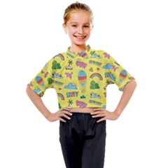 Travel Pattern Kids Mock Neck Tee