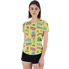 Travel Pattern Back Cut Out Sport Tee