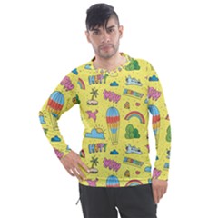 Travel Pattern Men s Pique Long Sleeve Tee