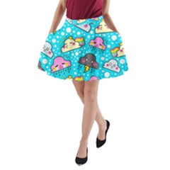 Cloud Seamless Pattern A-line Pocket Skirt by Vaneshart