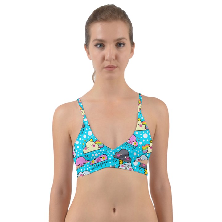 Cloud Seamless Pattern Wrap Around Bikini Top