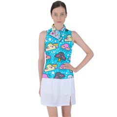 Cloud Seamless Pattern Women s Sleeveless Polo Tee by Vaneshart