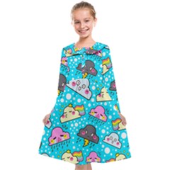 Cloud Seamless Pattern Kids  Midi Sailor Dress