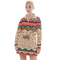 Ethnic Tribal Pattern Background Women s Long Sleeve Casual Dress by Vaneshart