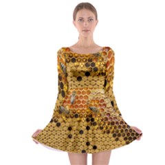 Top View Honeycomb Long Sleeve Skater Dress by Vaneshart