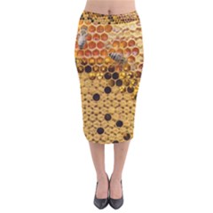 Top View Honeycomb Velvet Midi Pencil Skirt by Vaneshart