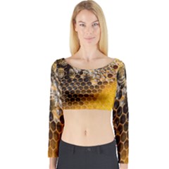 Honeycomb With Bees Long Sleeve Crop Top by Vaneshart