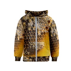 Honeycomb With Bees Kids  Zipper Hoodie by Vaneshart