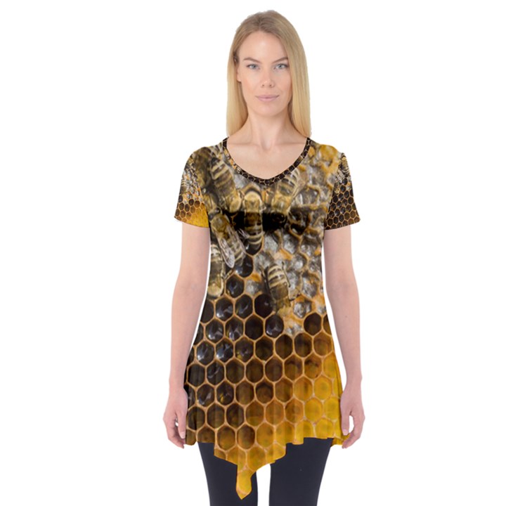 Honeycomb With Bees Short Sleeve Tunic 