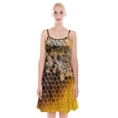 Honeycomb With Bees Spaghetti Strap Velvet Dress by Vaneshart