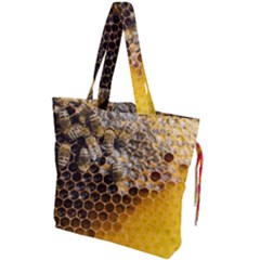 Honeycomb With Bees Drawstring Tote Bag by Vaneshart