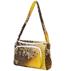 Honeycomb With Bees Front Pocket Crossbody Bag by Vaneshart