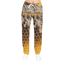 Honeycomb With Bees Women Velvet Drawstring Pants by Vaneshart