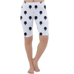 Black And White Tropical Print Pattern Cropped Leggings 