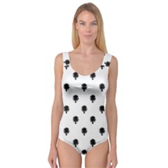 Black And White Tropical Print Pattern Princess Tank Leotard 