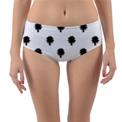 Black And White Tropical Print Pattern Reversible Mid-waist Bikini Bottoms by dflcprintsclothing