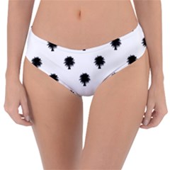 Black And White Tropical Print Pattern Reversible Classic Bikini Bottoms by dflcprintsclothing