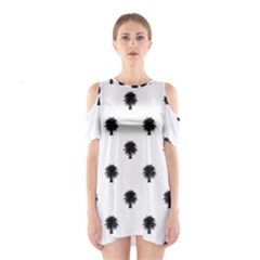 Black And White Tropical Print Pattern Shoulder Cutout One Piece Dress by dflcprintsclothing