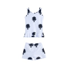 Black And White Tropical Print Pattern Kids  Boyleg Swimsuit by dflcprintsclothing