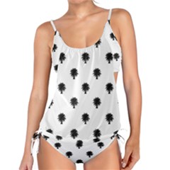 Black And White Tropical Print Pattern Tankini Set by dflcprintsclothing