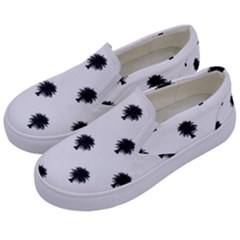 Black And White Tropical Print Pattern Kids  Canvas Slip Ons by dflcprintsclothing