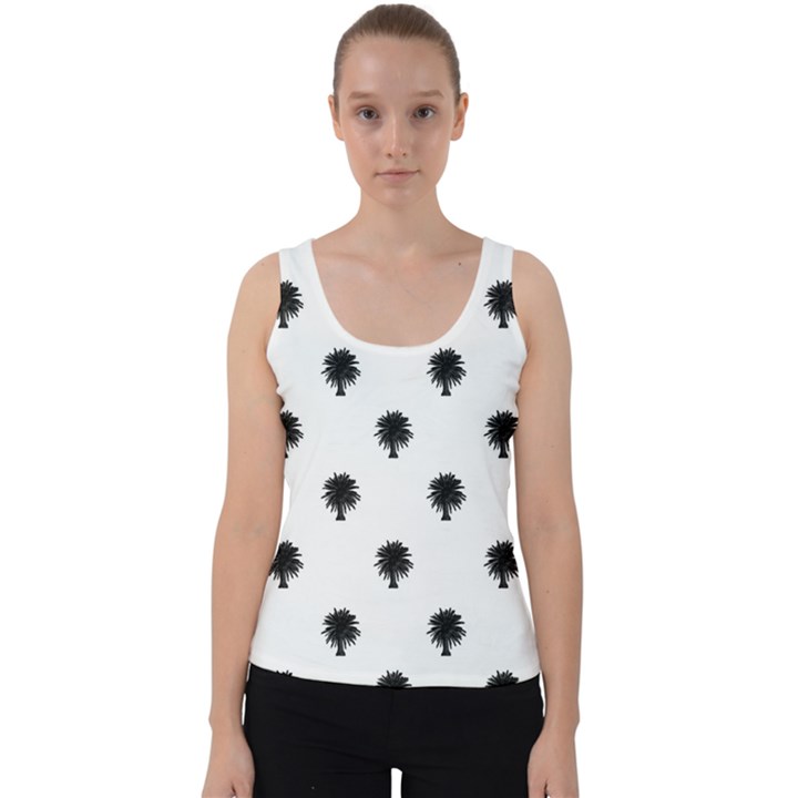 Black And White Tropical Print Pattern Velvet Tank Top